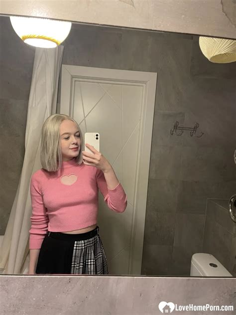 Blonde Teen Takes Nudes Showing Her Small Tits Her Butterfly Tattoo NakedPics