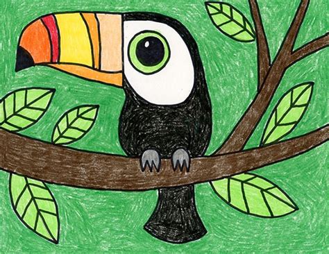 Easy How to Draw a Toucan Tutorial and Toucan Coloring Page