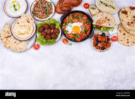 Traditional Jewish, Israeli and middle Eastern food Stock Photo - Alamy