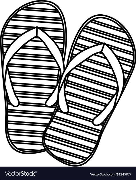 Monochrome silhouette of beach flip-flops Vector Image