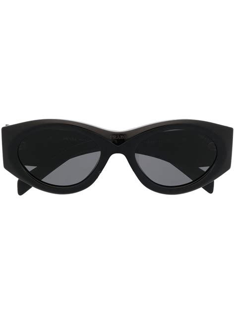 Prada Eyewear Triangle Logo Oval Frame Sunglasses Farfetch