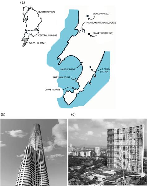 (a) Location map of case studies in south Mumbai; (b) World One; (c ...