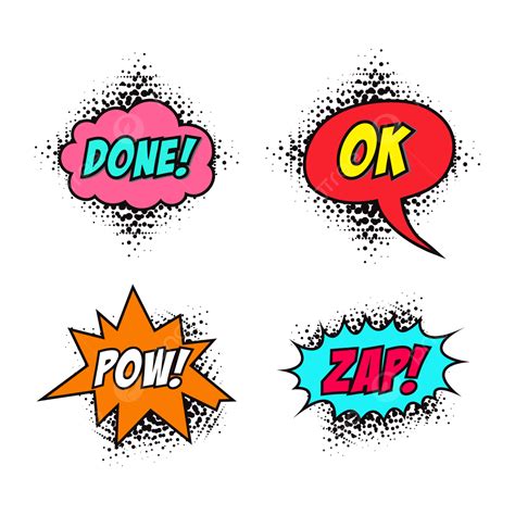 Comic Burst Clipart Transparent Png Hd Comic Burst Text Set Vector