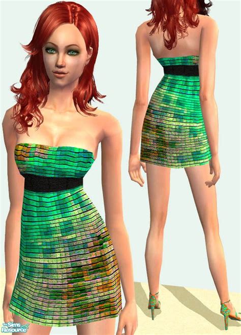 The Sims Resource Neon Club Dress Set Green