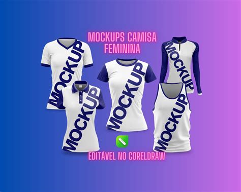 Pacote De Mockups Camisa Feminina Em Coreldraw Pj Silk Camisetas