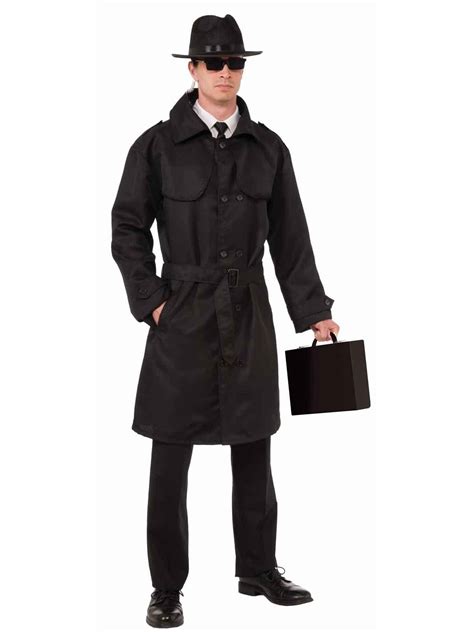 Forum Novelties Adult Secret Agent Spy Costume Trench Coat, Black ...