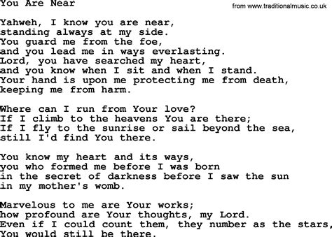 Catholic Hymns Song You Are Near Lyrics And PDF