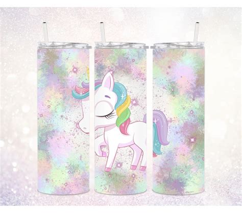 Unicorn Skinny 20 Oz Tumbler Png Digital Unicorn Sublimation Etsy