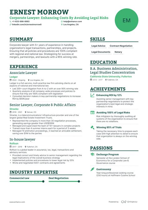 5 Corporate Lawyer Resume Examples & Guide for 2023