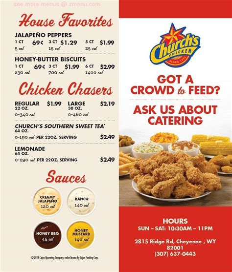 Online Menu Of Churchs Chicken Restaurant Cheyenne Wyoming 82001 Zmenu