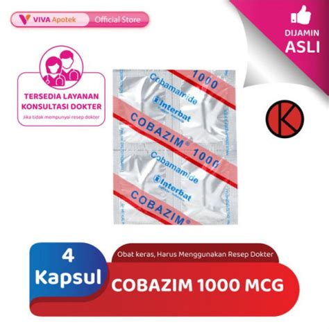 Cobazim 1000 Mcg Coenzyme B12 Anemia 4 Kapsul