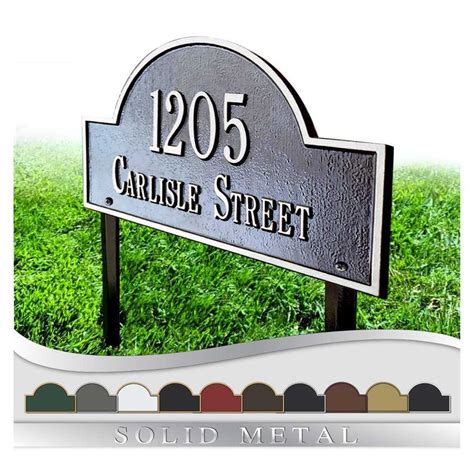 Lawn Mounted Metal Address Plaque Personalized Cast Arch Etsy