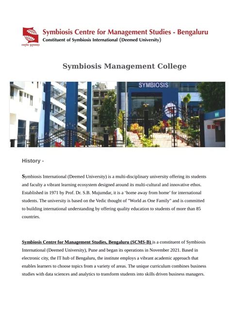 Ppt Symbiosis Management College Scms Bengaluru Powerpoint