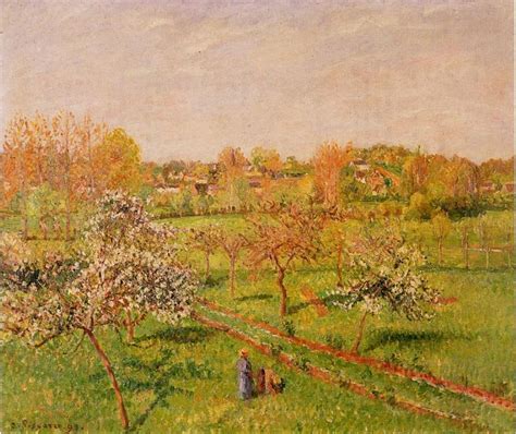 Morning Flowering Apple Trees Eragny By Camille Pissarro