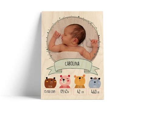 Nacimiento Beb Cuadro Personalizado En Madera Craft Deco