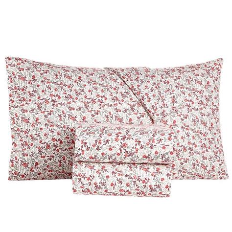 Martha Stewart Cotton Flannel Floral 4 Piece Full Sheet Set