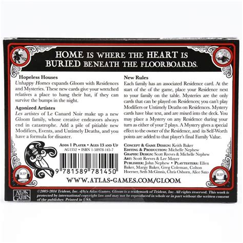 Gloom: Unhappy Homes 2E Expansion - Sanctum Games