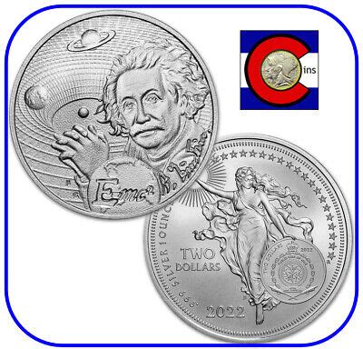 2022 Niue Albert Einstein 1 Oz Silver BU Coin In Capsule Icons Of