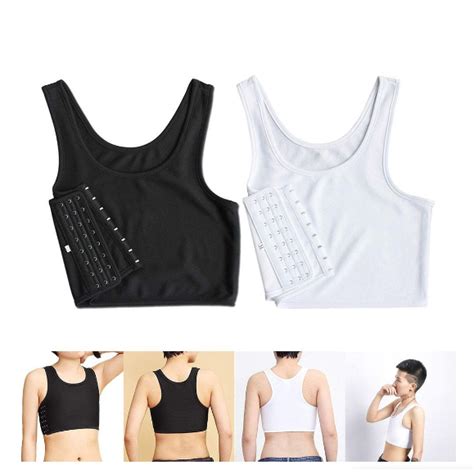Chest Binder Underwear Tank Tops Lingerie Bandage Trans Breathable Side Hook Bustier Bra