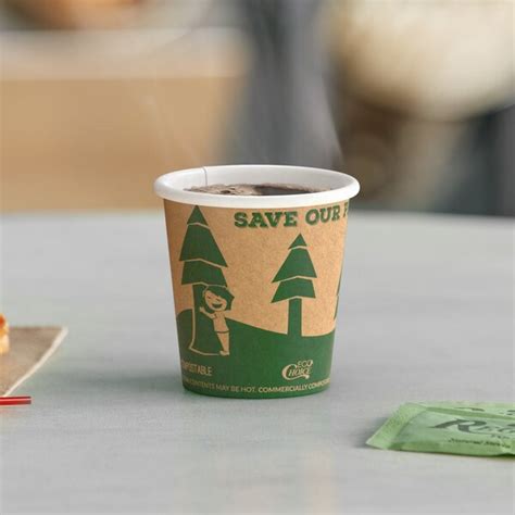 EcoChoice 4 Oz Kraft Tree Print Compostable Paper Hot Cup 50 Pack