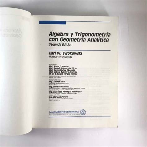 Álgebra Y Trigonometría Con Geometría Analítica Swokowski Mercado Libre