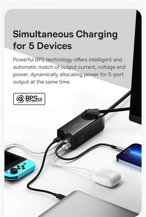 Baseus 데스크탑 멀티탭 충전 스테이션 100W GaN3 Pro USB 충전기 C 타입 PD QC 고속 충전 4 0 3