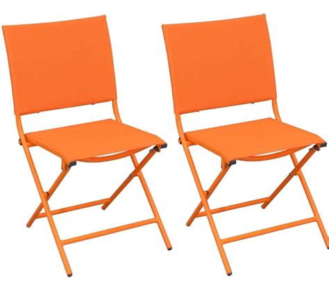 Chaise Pliante Textilène Et Acier lot De 2 Orange Chaise Banc