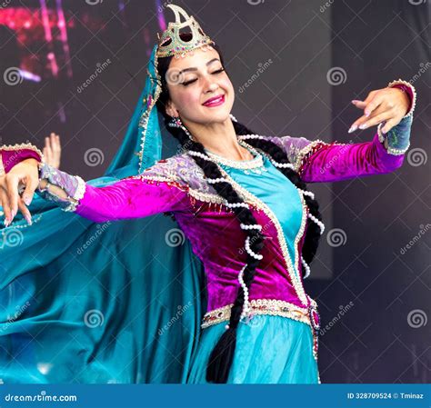 Azerbaijan Folk Dance Group Dancing in Their Traditional Costumes at