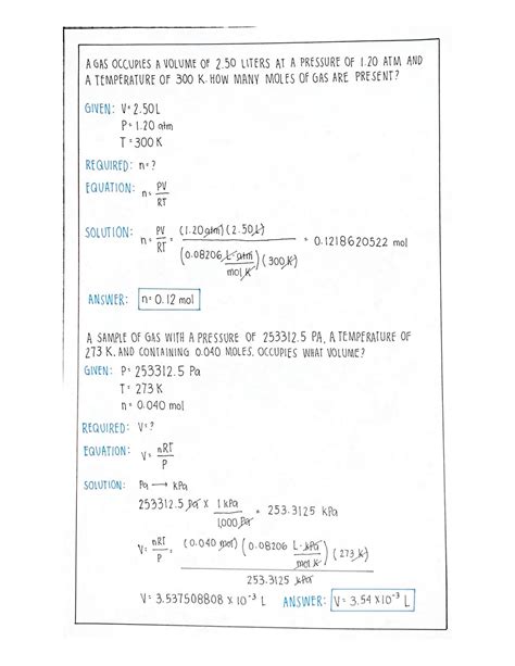 Solution Ideal Gas Law Sample Problems With Solution Studypool