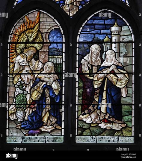 Stained Glass Window Depicting The Annunciation And Visitation Lady St Mary Church Wareham