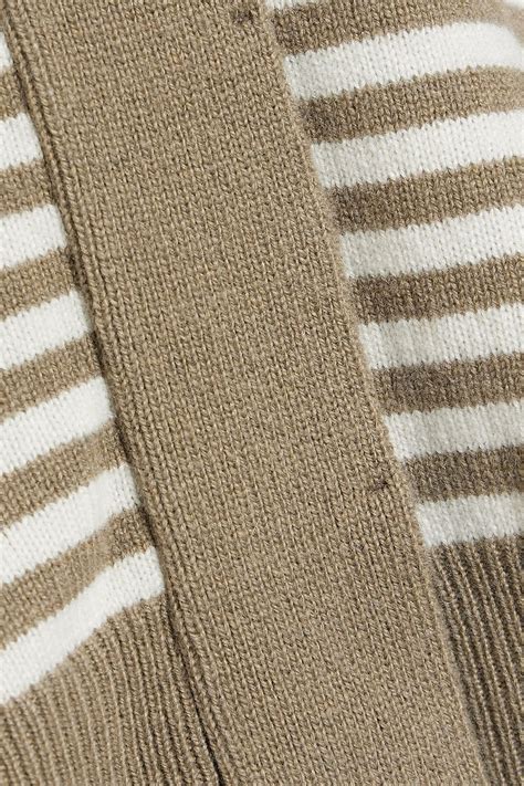 BRUNELLO CUCINELLI Bead Embellished Striped Wool Cashmere And Silk