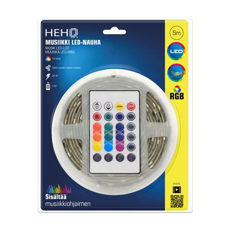 HEHQ LED Valonauha 5m RGB Musiikki 12V 24W Toolnet Verkkokauppa