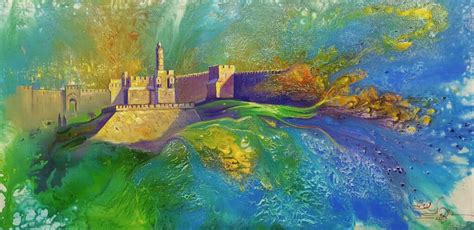 Abstract Jerusalem Painting: Earthly Jerusalem meets heavenly Jerusalem - Alex Levin