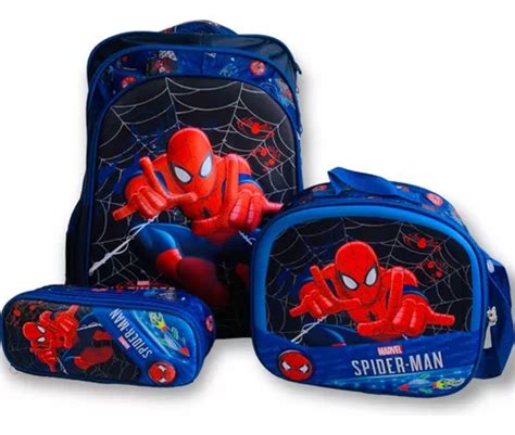 Mochila Escolar Ni Os Piezas Lonchera Cartuchera Spiderman Hombre