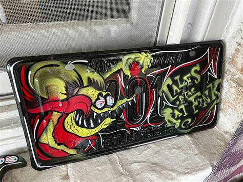 Hot Rat Rod Rat Fink Flying Eye Pinstripe Art License Plate Etsy