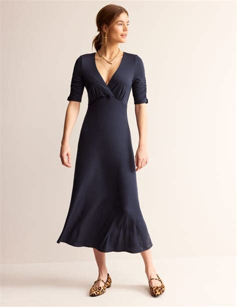 Rebecca Jersey Midi Tea Dress Navy Boden Uk