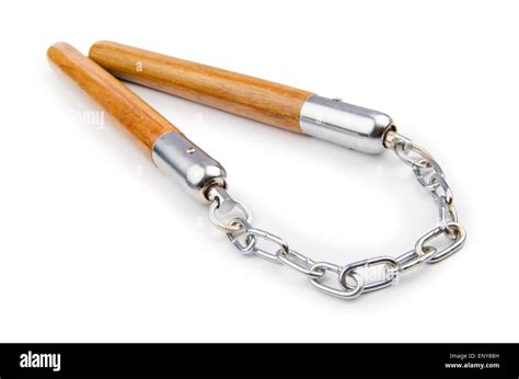 Martial arts nunchaku weapon isolated on white Stock Photo - Alamy