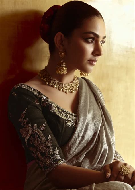 silver gray embroidered silk saree  embroidered blouse urban womania