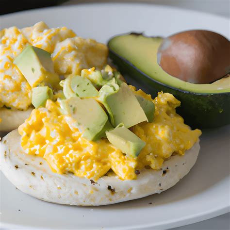 Wholegrain English Muffin With Avocado And Scrambled Eggs · Creative Fabrica