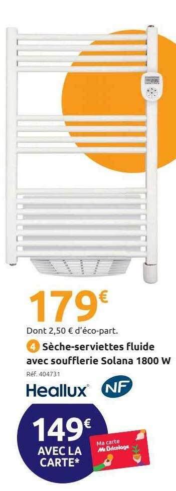 Promo Sèche serviettes fluide avec soufflerie solana 1800 w heallux