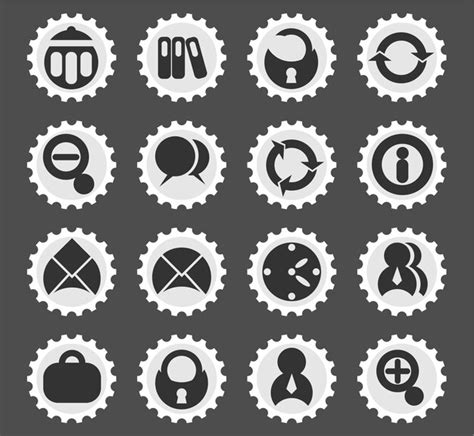 Premium Vector | Office icons on stylized round postage stamps