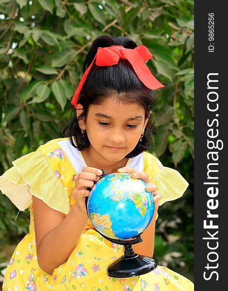 1 Girl Exploring Globe Free Stock Photos StockFreeImages