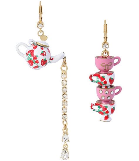 Betsey Johnson Tea Party Mismatched Drop Earrings Dillard S