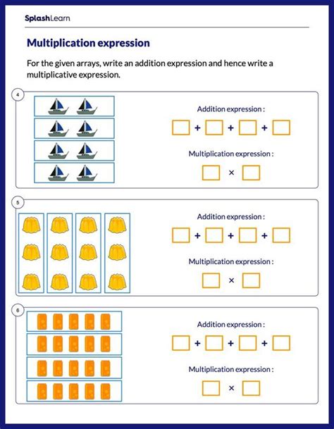 Addition And Multiplication Expression For Array Worksheet