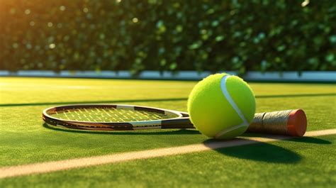 Premium Photo Tennis Racket And Balls On Green Grass And Shining Light