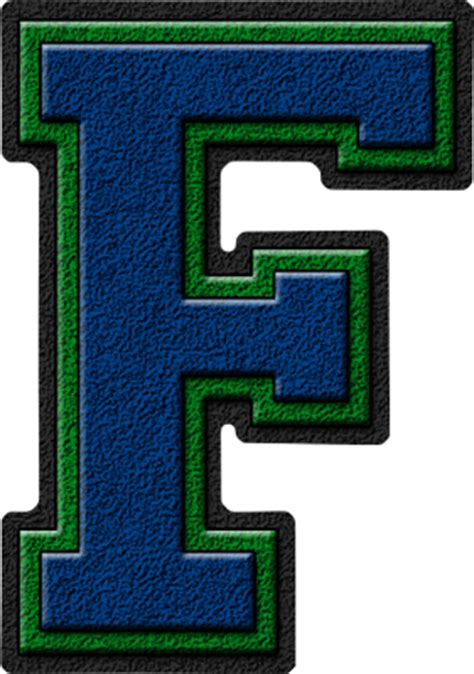 Presentation Alphabets Royal Blue Green Varsity Letter F