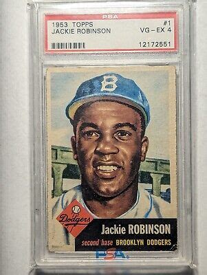 Topps Jackie Robinson Psa Vg Ex Brooklyn Dodgers Baseball