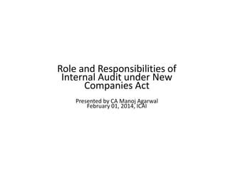 Role And Responsibility Of Internal Audit Under New Companies Act