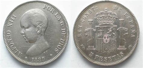 SPANIEN 5 Pesetas 1889 MP M ALFONSO XIII Silber 98419 Ss MA Shops