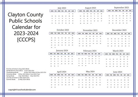 Clayton County Public Schools Calendar for 2023-2024 [CCCPS]